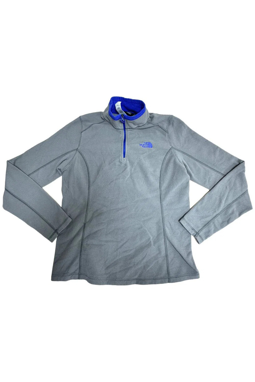The North Face Women's 100 Glacier 1/4 Zip Pullover Grey/Estate Blue - Regular